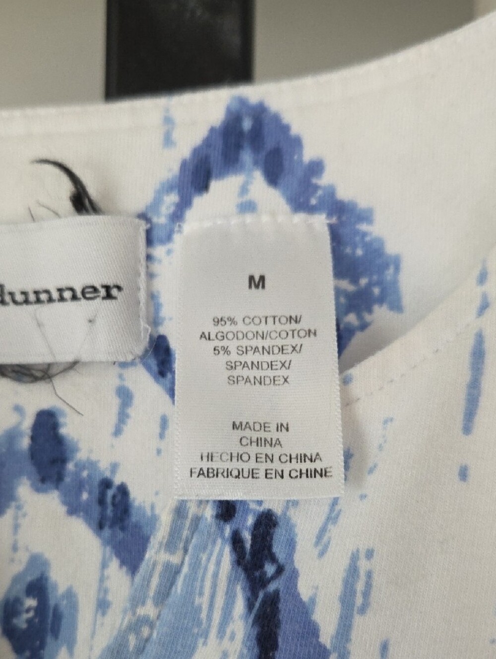 Alfred Dunner Blue Ombre Ikat Sequin Accent 3/4 Sleeve Tee Size M - Picture 3 of 8